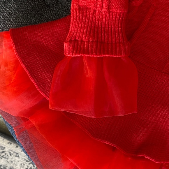 Charming Red Knit Sweater Dress Ruffle Skirt. Size 3-4 - Picture 7 of 11